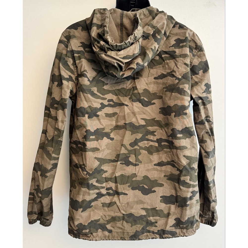 H&M Jacket Mens M Green Camo Hooded Anorak Pullover Canvas Lightweight Casual - Picture 2 of 8